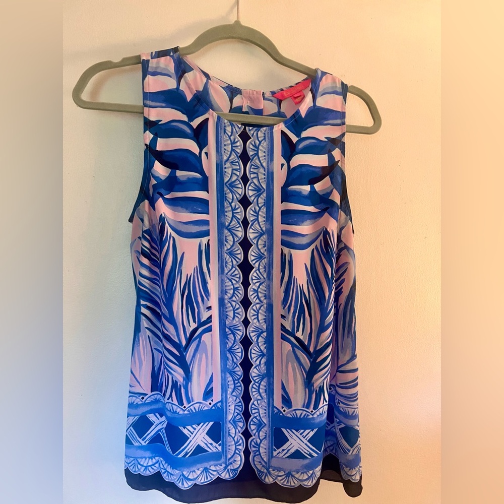 Lilly Pulitzer Blue and Pink Sleeveless Top